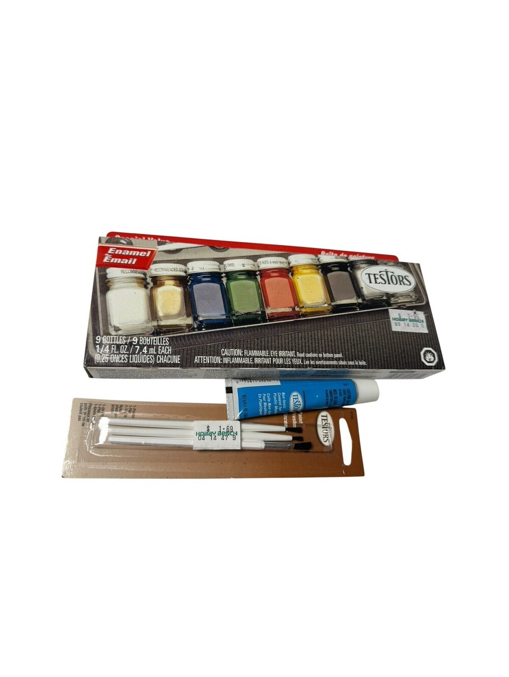Testors 9146 Enamel Model Hobby Artist Paint Set New With Brush & Glue, New